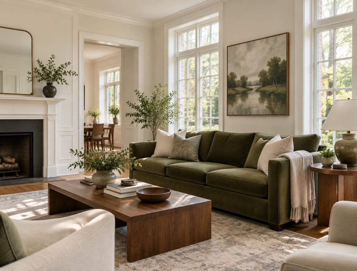 Warm, sunlit living room in a cared-for home